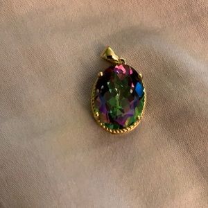 Mystic topaz pendant in 14K gold